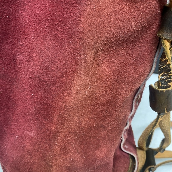 Chile Red Suede Bucket Purse Backpack - Picture 13 of 17